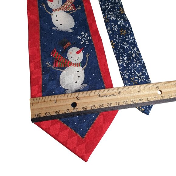 Vintage Cool Yule Men Hallmark Vintage Snowman Snowflake Necktie Set Holiday - Picture 3 of 5